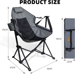 Silla-mecedora portátil de camping XXL 100kg gris