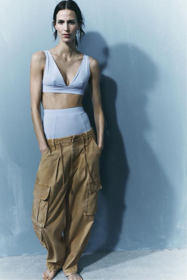 Conjunto bikini lencero zara azul S