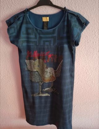 Vestido Brillo Dibujo o Vestido Blanco Estampad