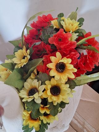 Vaso fioriera fiori finti 