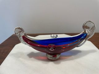 Juego de tres ceniceros Gondola de cristal Murano