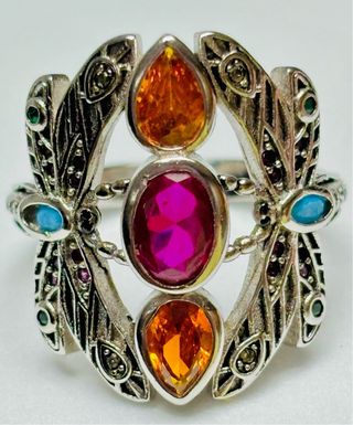 Anillo “libelulas” con gemas en plata de ley 925 