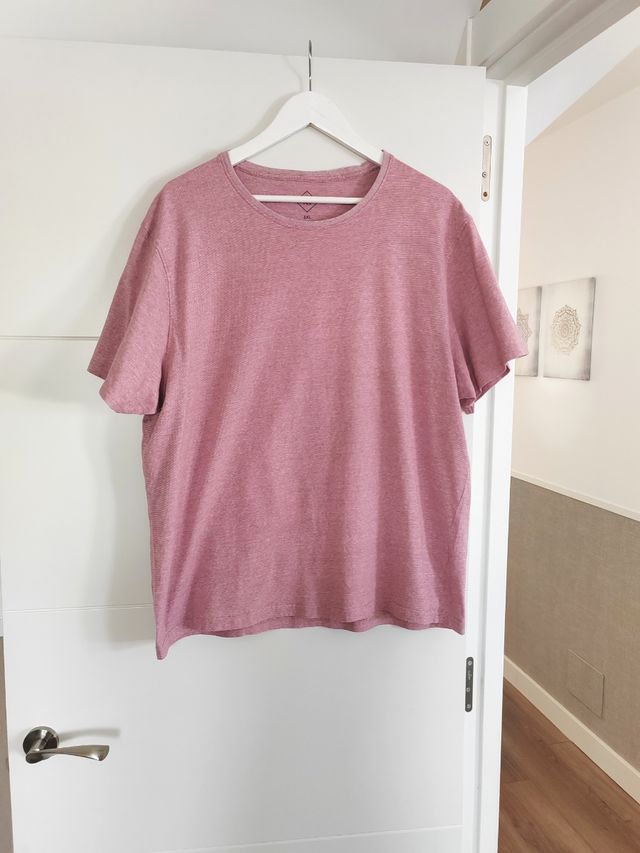 Camiseta hombre rosa rayas 3XL