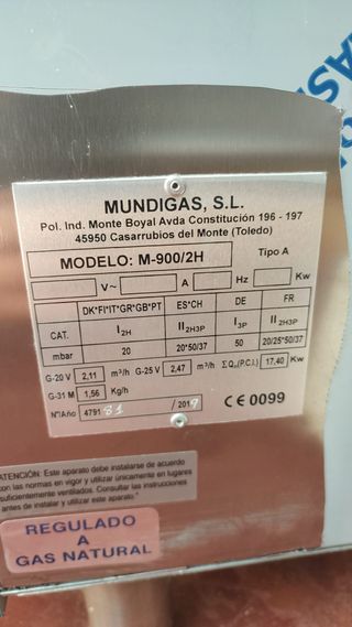 COCINA MUNDIGAS 2 FUEGOS Y HORNO OCASION
