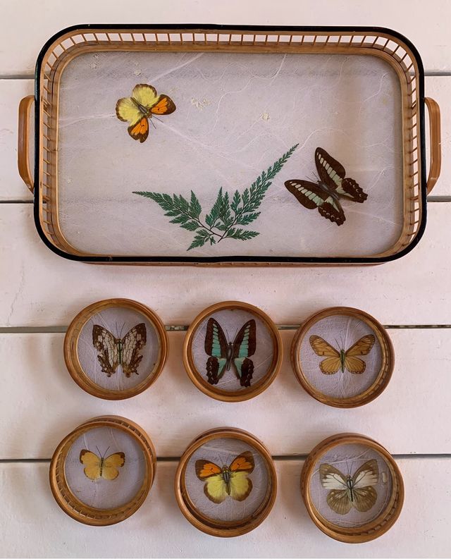 Bandeja y posavasos vintage