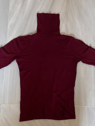 Jersey de punto burdeos de cuello vuelto L