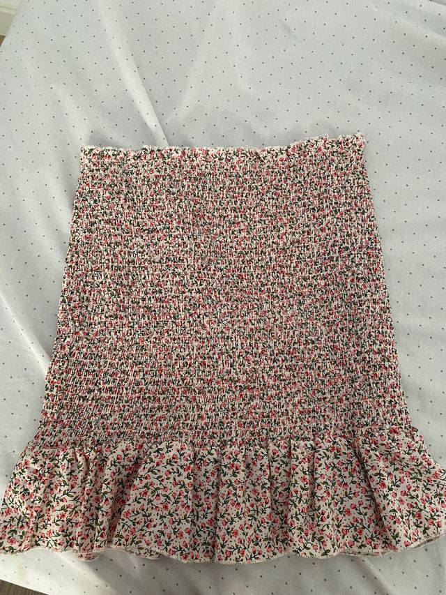 Falda Fruncida De Flores Shein