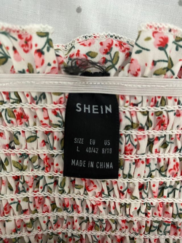 Falda Fruncida De Flores Shein