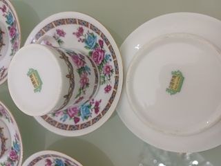 6 tazzine + 6 piattini floreale dipinti vintage