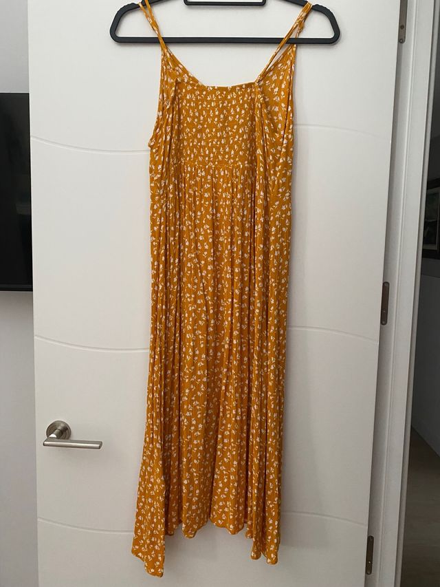 Vestido Largo Amarillo Estampado Floral Hipercor