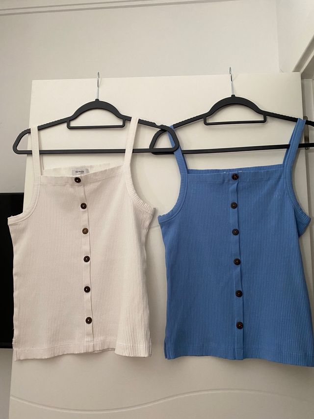 Tops Fórmula Joven Blanco y Azul