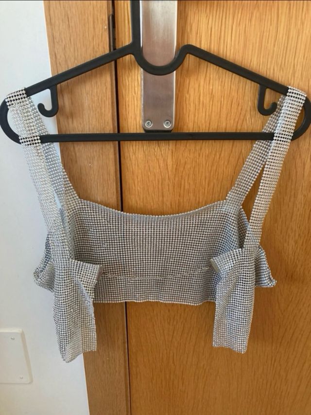 TOP PLATEADO Y BOLSITO A JUEGO para fiesta