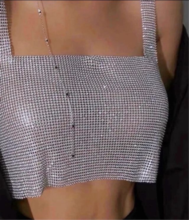 TOP PLATEADO Y BOLSITO A JUEGO para fiesta