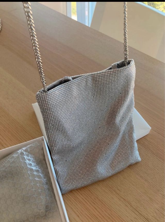 TOP PLATEADO Y BOLSITO A JUEGO para fiesta