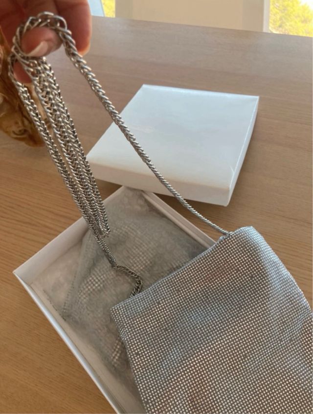 TOP PLATEADO Y BOLSITO A JUEGO para fiesta