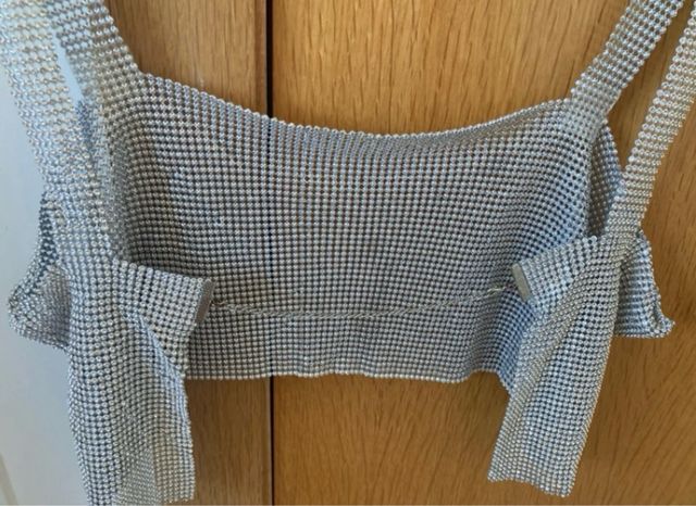 TOP PLATEADO Y BOLSITO A JUEGO para fiesta