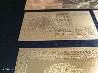 Réplica billetes de España en lamina oro
