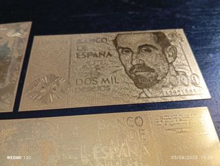 Réplica billetes de España en lamina oro