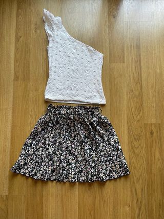 Falda plisada flores Shein T.XS