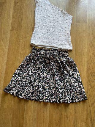 Falda plisada flores Shein T.XS