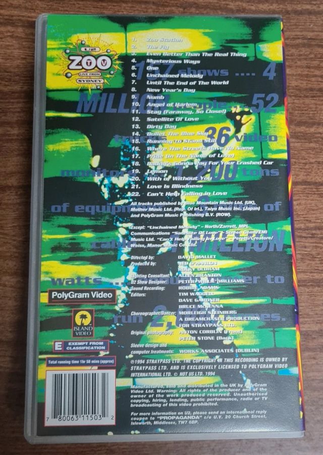 U2 - Zoo Tv live From Sydney - VHS