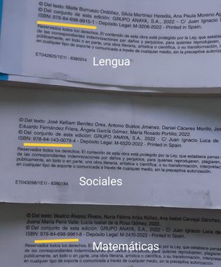 Lote libros 3 primaria. Anaya. Mates, Lengua y Soc