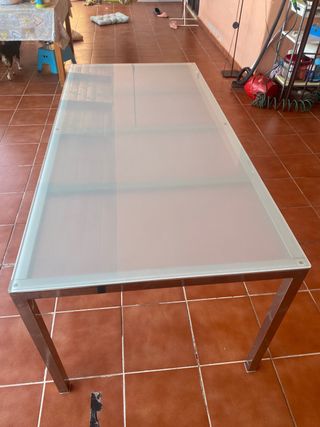 Tavolo in acciaio inox e vetro 1,8x0,83