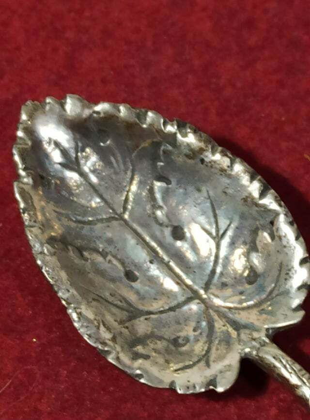 Antico cucchiaino argento 800 artigianale x spezie