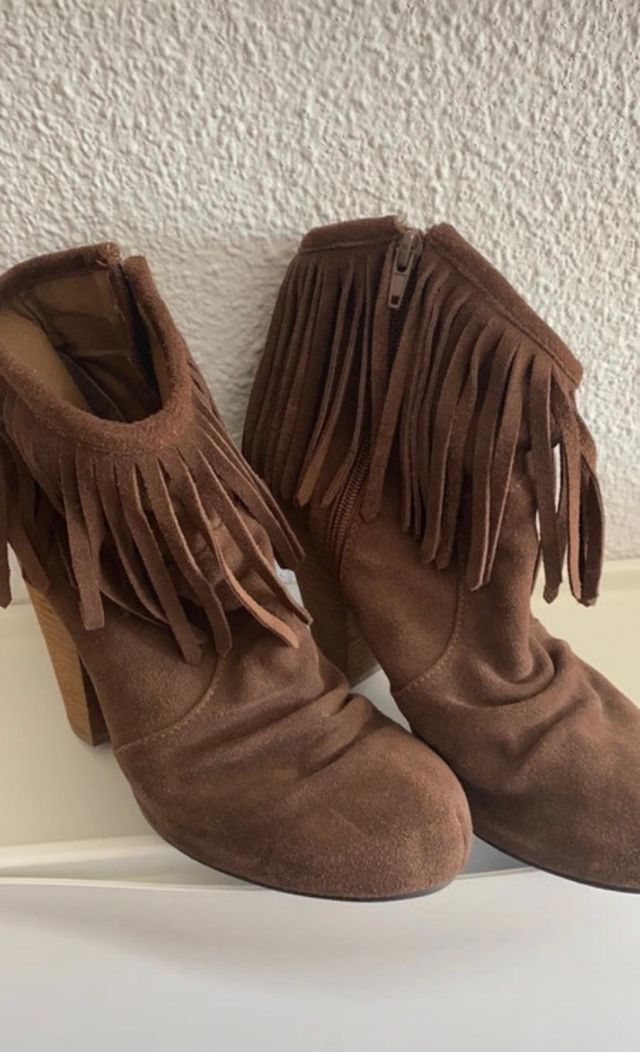Cowboy Botines con flecos marrón ante