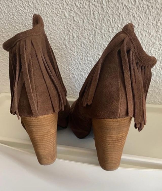 Cowboy Botines con flecos marrón ante