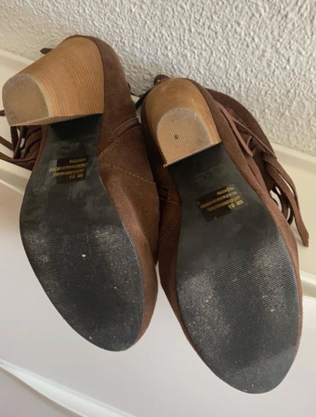 Cowboy Botines con flecos marrón ante