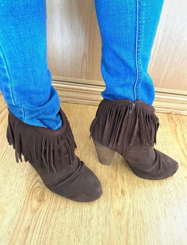 Cowboy Botines con flecos marrón ante