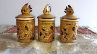 Tris barattoli ceramica