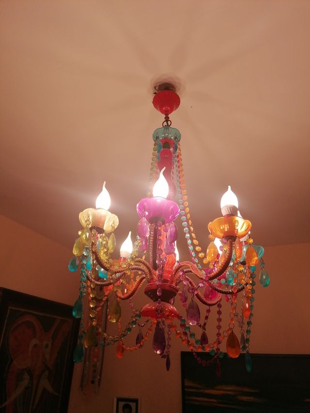 Lámpara araña de techo  multicolor estilo vintage