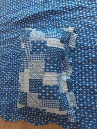 Colcha reversible + cojin 100% algodon