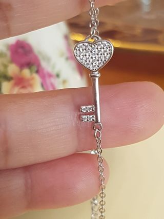 Pulsera Corazón Llave amor  De Plata De Ley 925