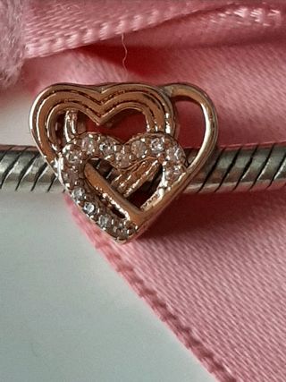 Charm corazon rose en plata S 925.