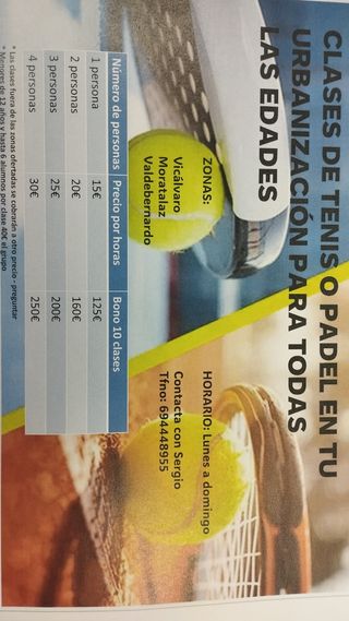 Clases particulares/grupales de tenis y pádel