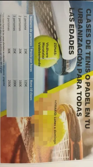 Clases particulares/grupales de tenis y pádel