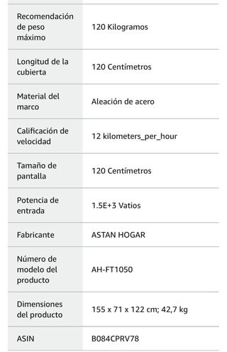 Vendo Cinta De Correr marca Astan Hogar NEGOCIABLE