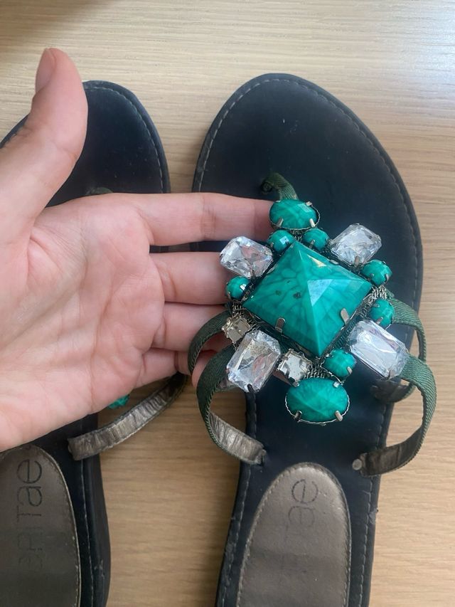 Sandalias tipo joya turquesa