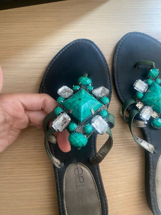 Sandalias tipo joya turquesa
