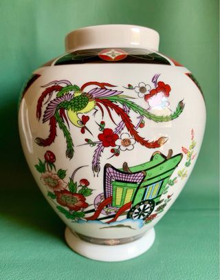 JARRON PORCELANA JAPONESA IMARI PINTADO A MANO