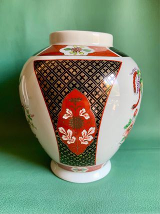 JARRON PORCELANA JAPONESA IMARI PINTADO A MANO