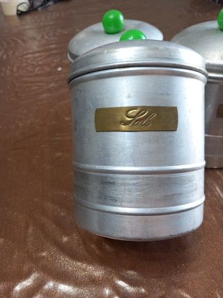 N.3 barattoli in alluminio anni 40 spezi