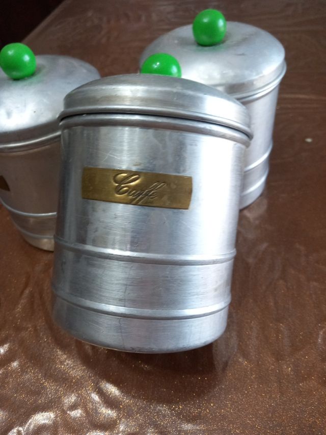 N.3 barattoli in alluminio anni 40 spezi