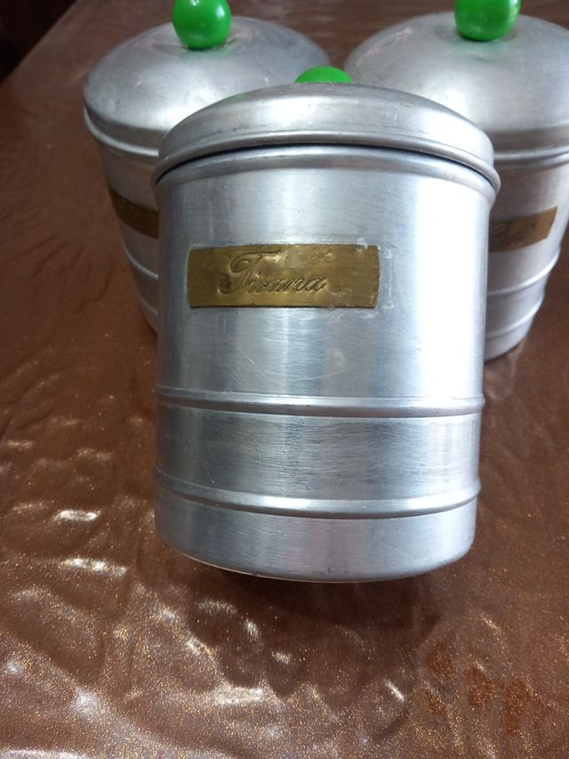 N.3 barattoli in alluminio anni 40 spezi