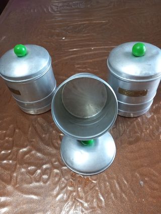 N.3 barattoli in alluminio anni 40 spezi