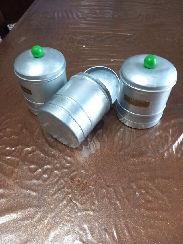 N.3 barattoli in alluminio anni 40 spezi
