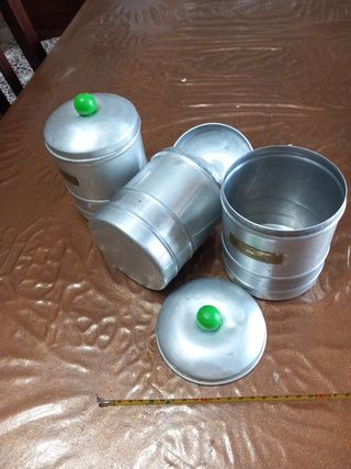 N.3 barattoli in alluminio anni 40 spezi
